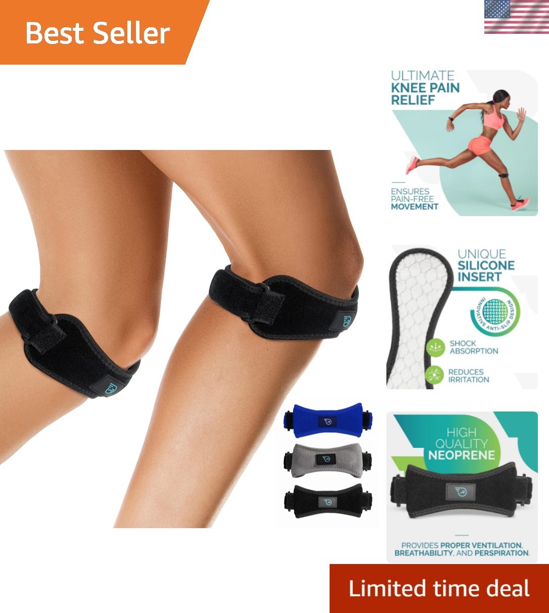 Sports Patella Strap Knee Brace Support for Arthritis, ACL, Running, Basketba…