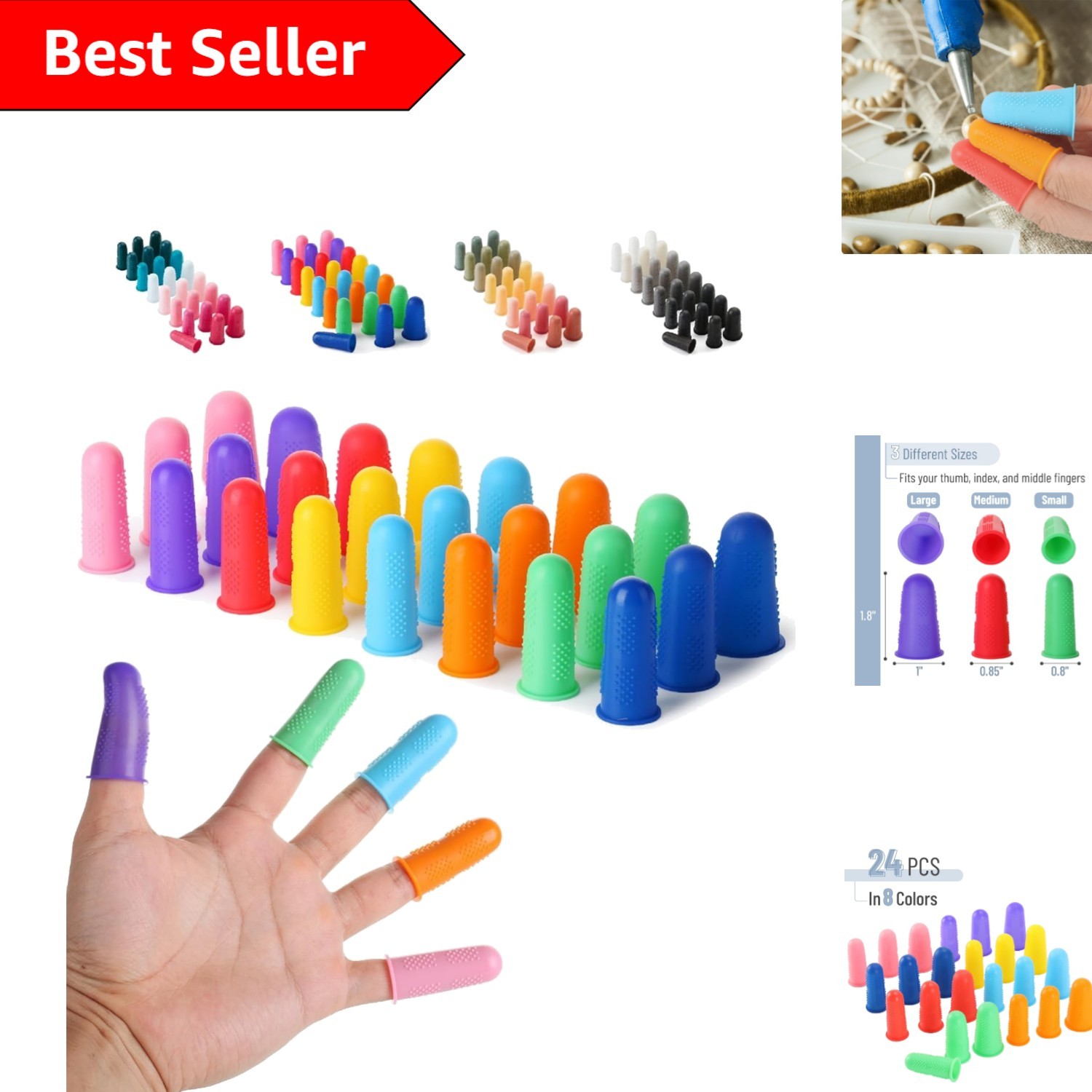 Hot Glue Gun Finger Protectors, 24 pcs, Silicone Thimble Finger Guard for Hot…
