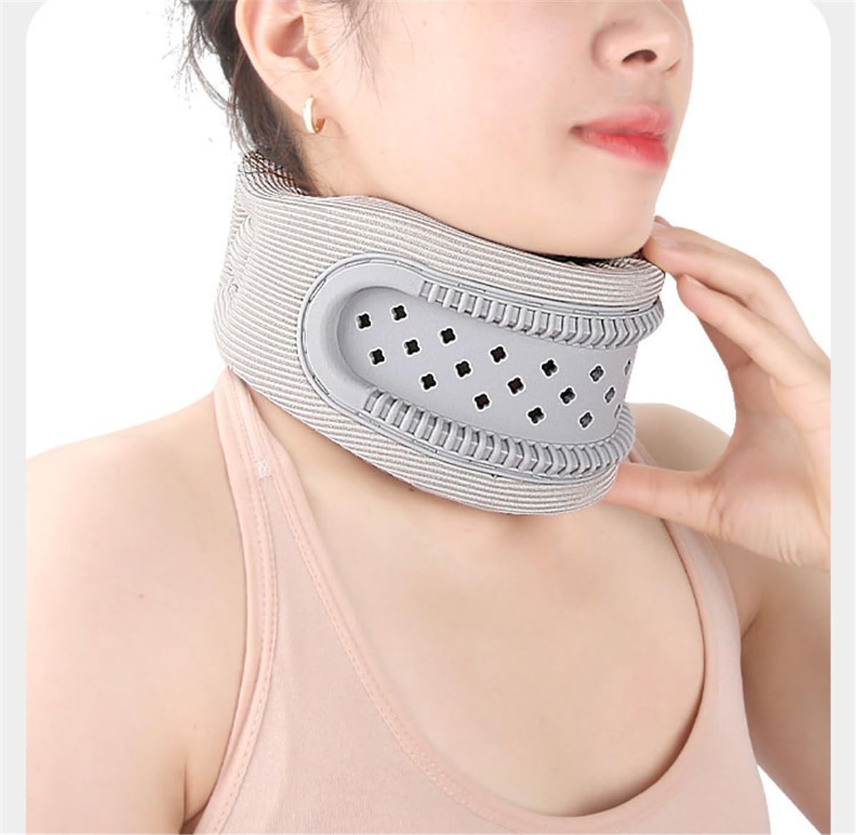 Neck Brace Cervical Collar Adjustable Neck Support Gray Memory Foam