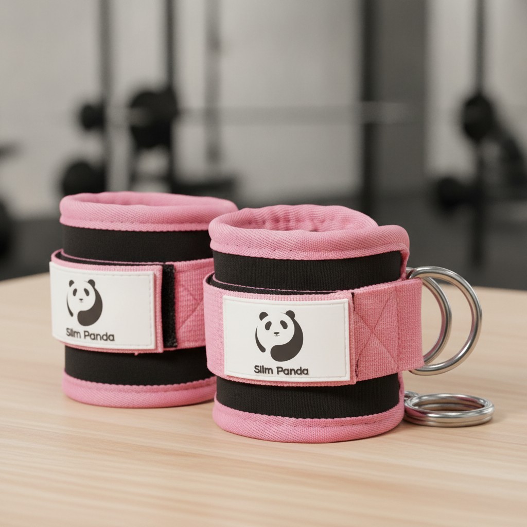2-Pack Pink Adjustable Ankle Straps for Cable Machine & Glutes