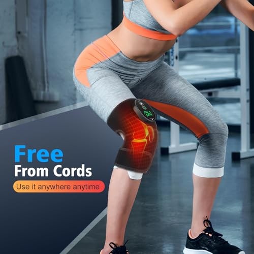 Cordless Heated Knee Brace for Pain Relief, Rechargeable Heating Knee Brace