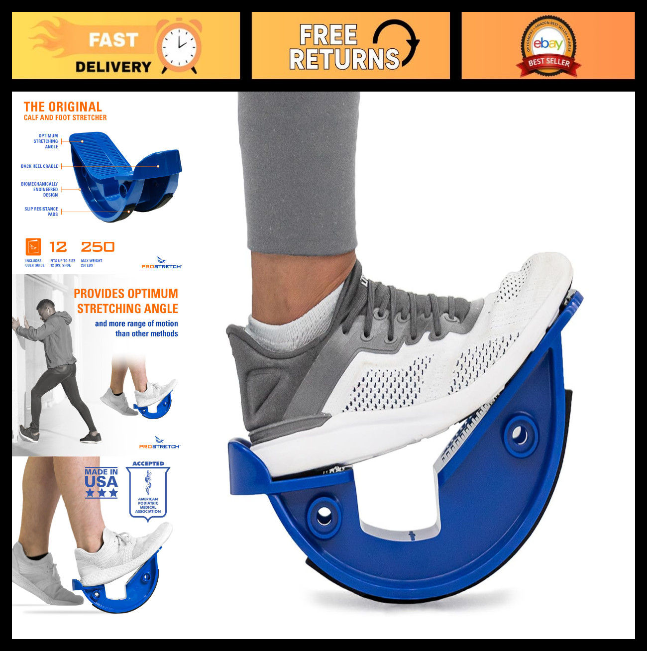 Calf Stretcher & Foot Rocker for Plantar Fasciitis, Achilles Pain Relief, Tight