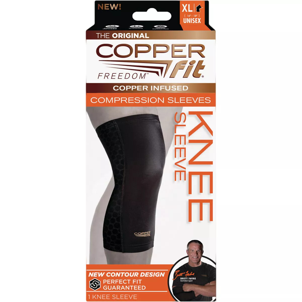 Copper Fit Freedom Knee Sleeve, XL, Copper Infused Compression, SHIPS FREE!