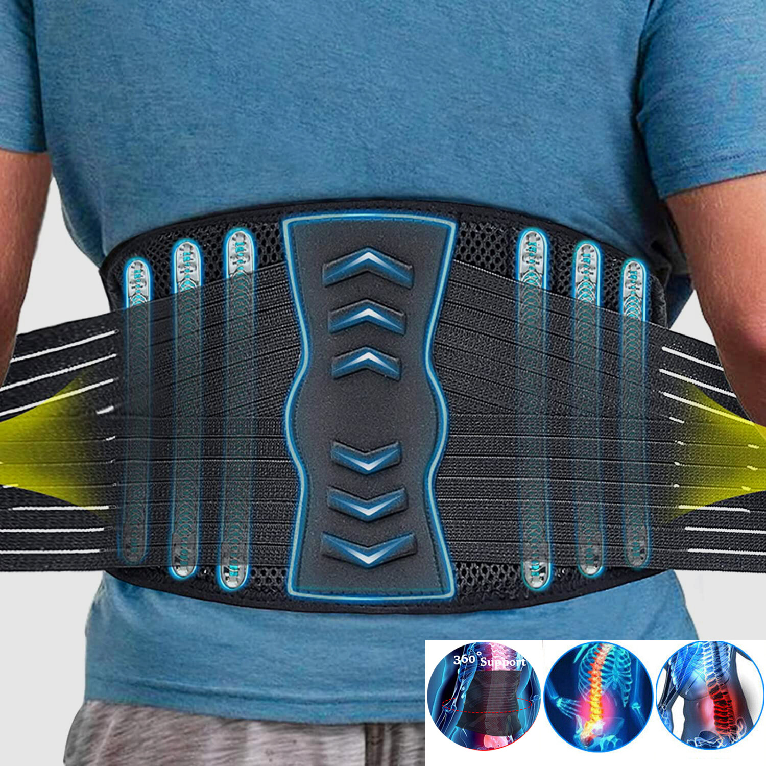 Lower Back Support Brace Lumbar Waist Belt Scoliosis Work Sciatica Pain Relief
