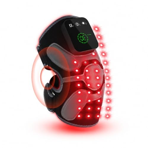 Red Light Therapy Knee Massager 660nm & 850nm, Heated Vibration Knee Brace Grey