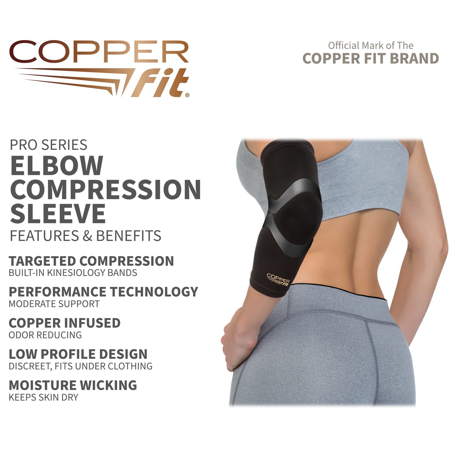 Copper Fit Cfproel Pro Series Performance Compression Elbow Sleeve Black Copper