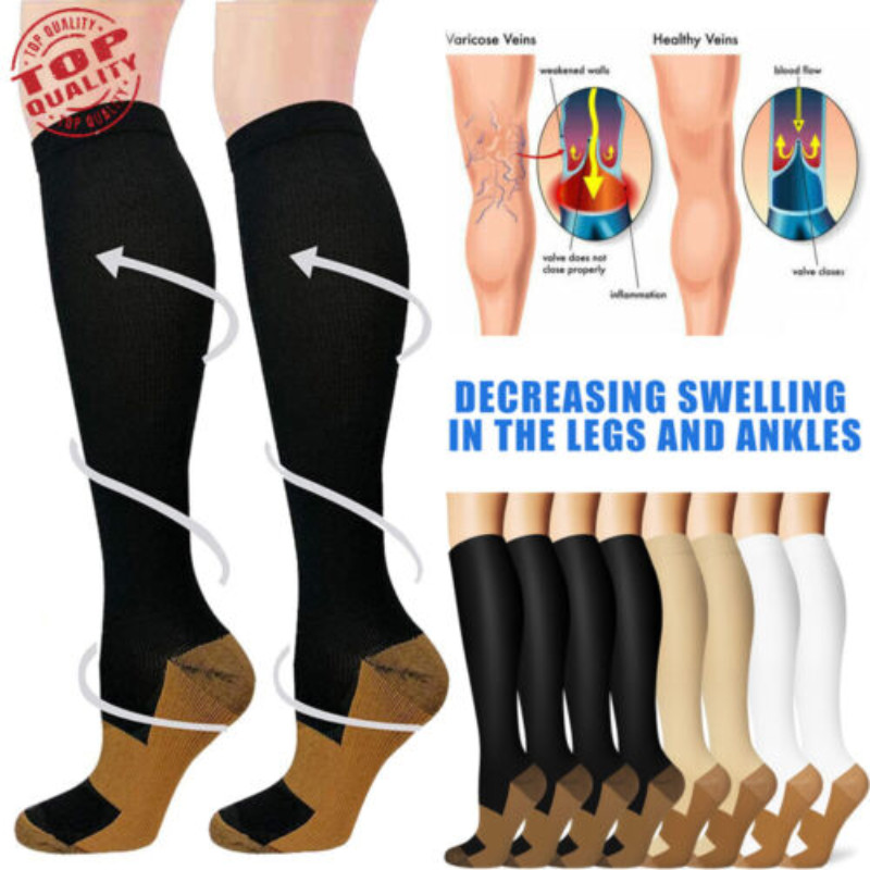 3Pair Copper Energy Compression Socks Fit For Nurses Men and Women S-XXL