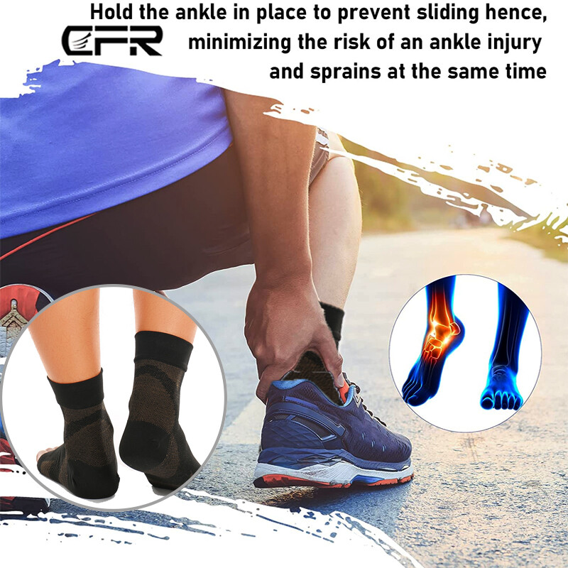 CFR Copper Infused Compression Socks Ankle Arch Support Planter Fasciitis Pain
