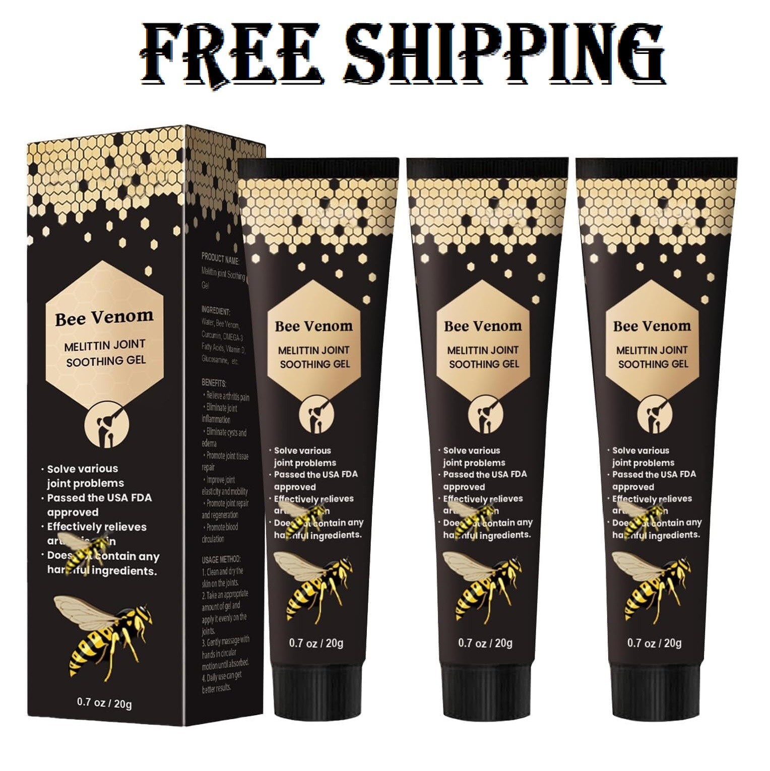 3PCS New Zealand Bee Venom Skin Treatment Cream, 2024 New Bee Venom Treatment Cr