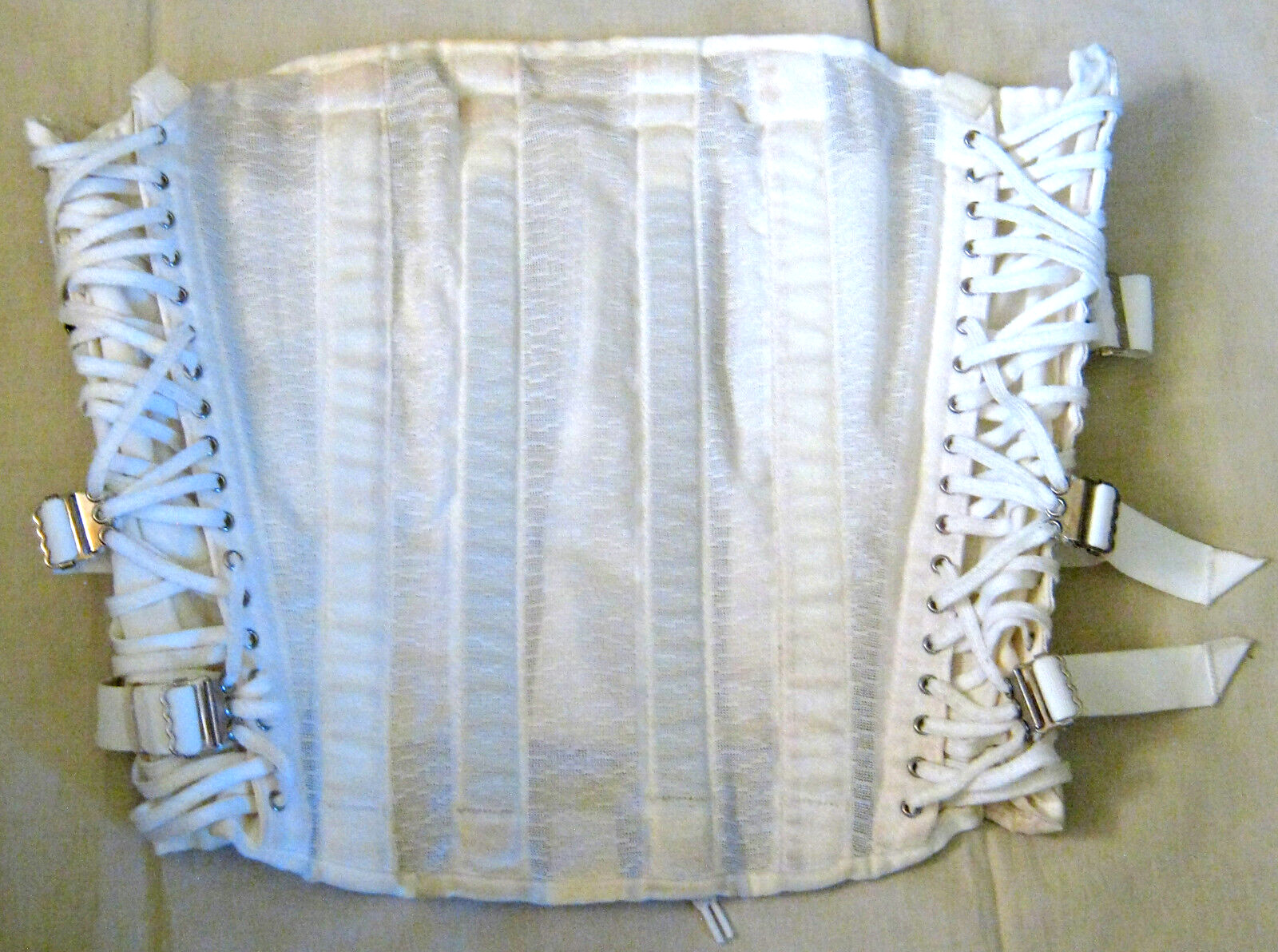 Vintage OTC LUMBOSACRAL SUPPORT Cinch Back Brace Girdle Size 34 in Orig Box