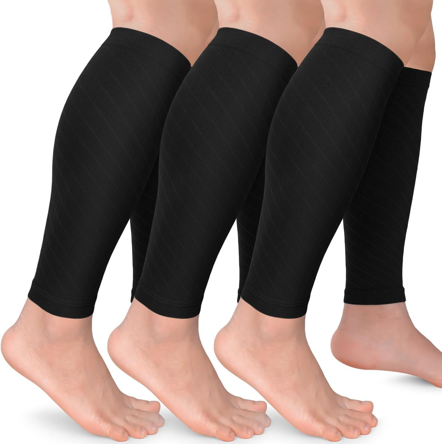 3 Pairs Calf Compression Sleeves for Men & Women – Footless Compression Socks Le