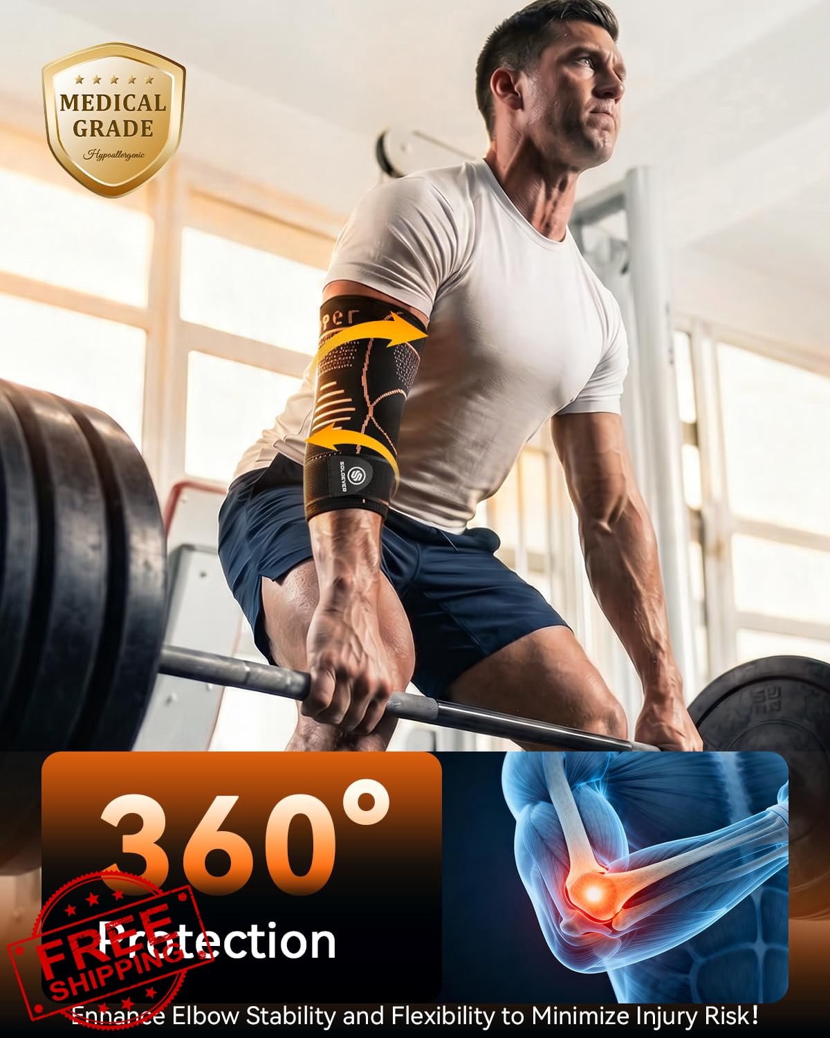 SOLOEVER Copper Elbow Sleeve Gold Small