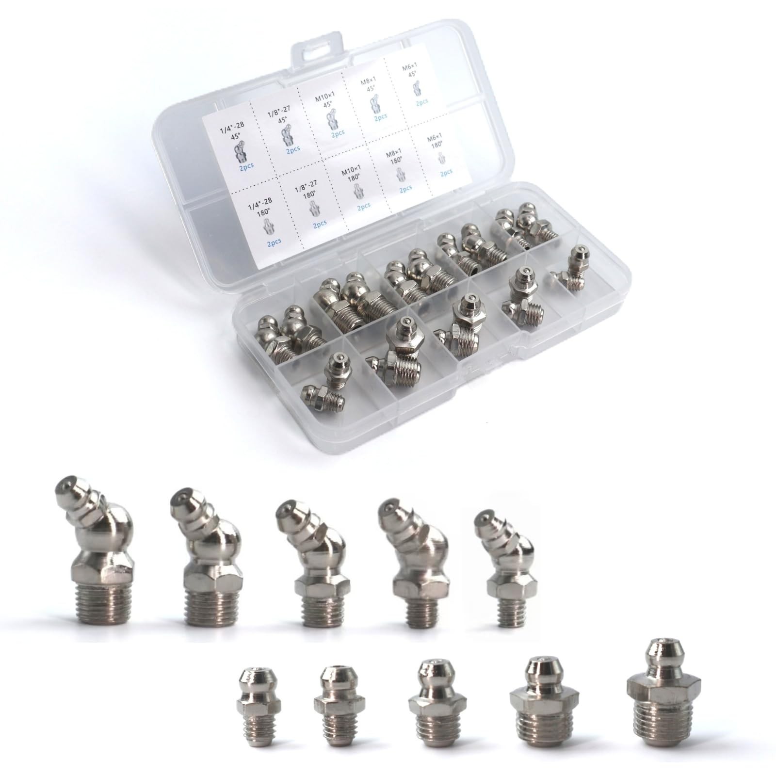 Grease Fittings 20 PCS SAE & Metric Assortment Hydraulic kit
