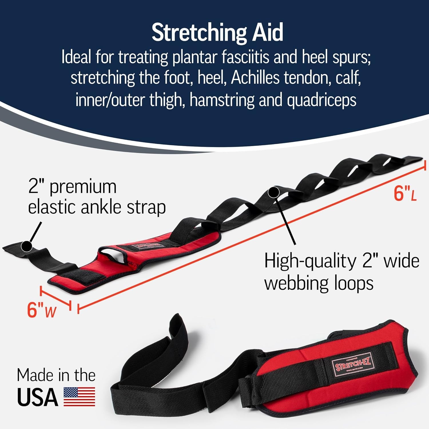 Hamstring Stretch Strap and Achilles Tendon Stretcher, for Physical Therapy