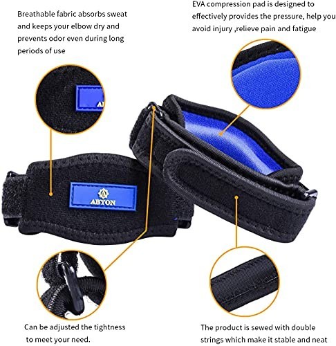 Compression Elbow Support Sleeve 2 Pack Tennis Golfer Pads Pain Relief