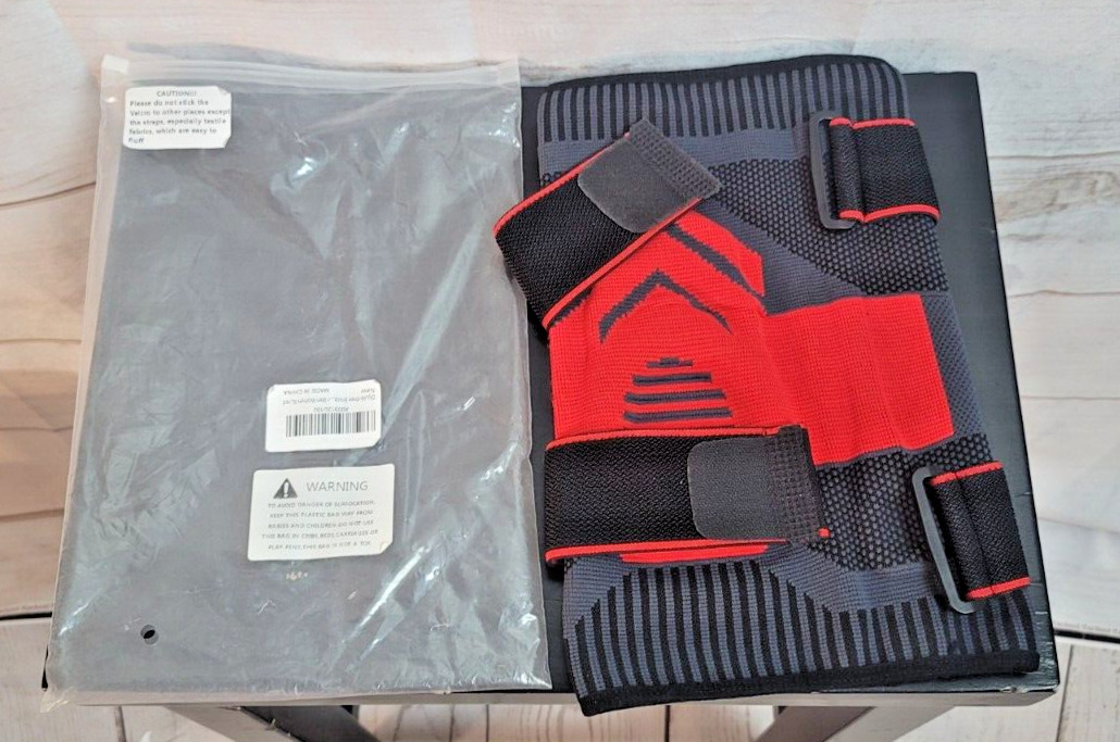 NEW ~ Diyukk Knee Brace Compression Sleeve Support Red/Black Sz XL