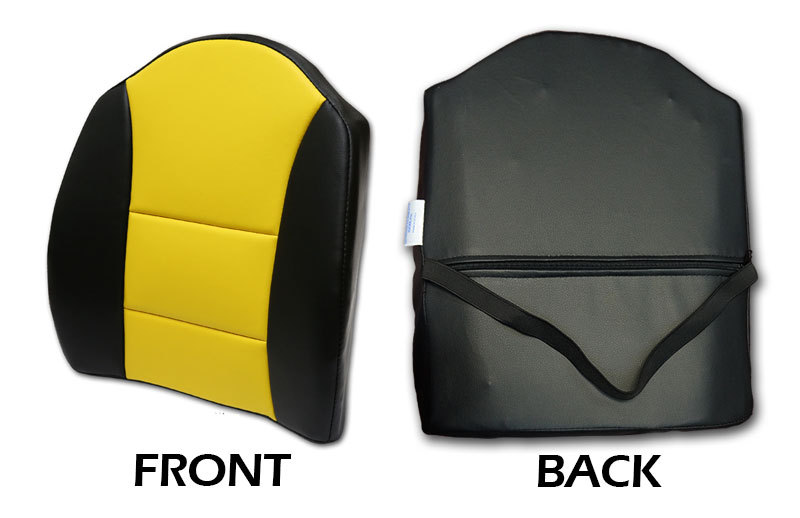 IGGEE 15″X17″ S.LEATHER LUMBAR SUPPORT BACK CUSHION ALL PURPOSE BLACK/YELLOW