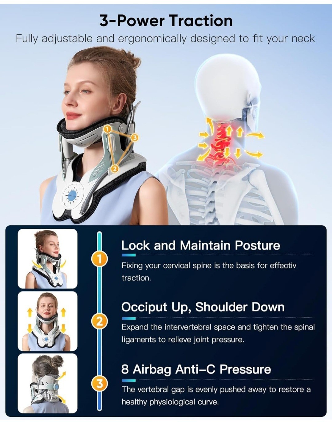 Cervical Neck Traction Device: Neck Stretcher for Cervical Pain Relief, Electric