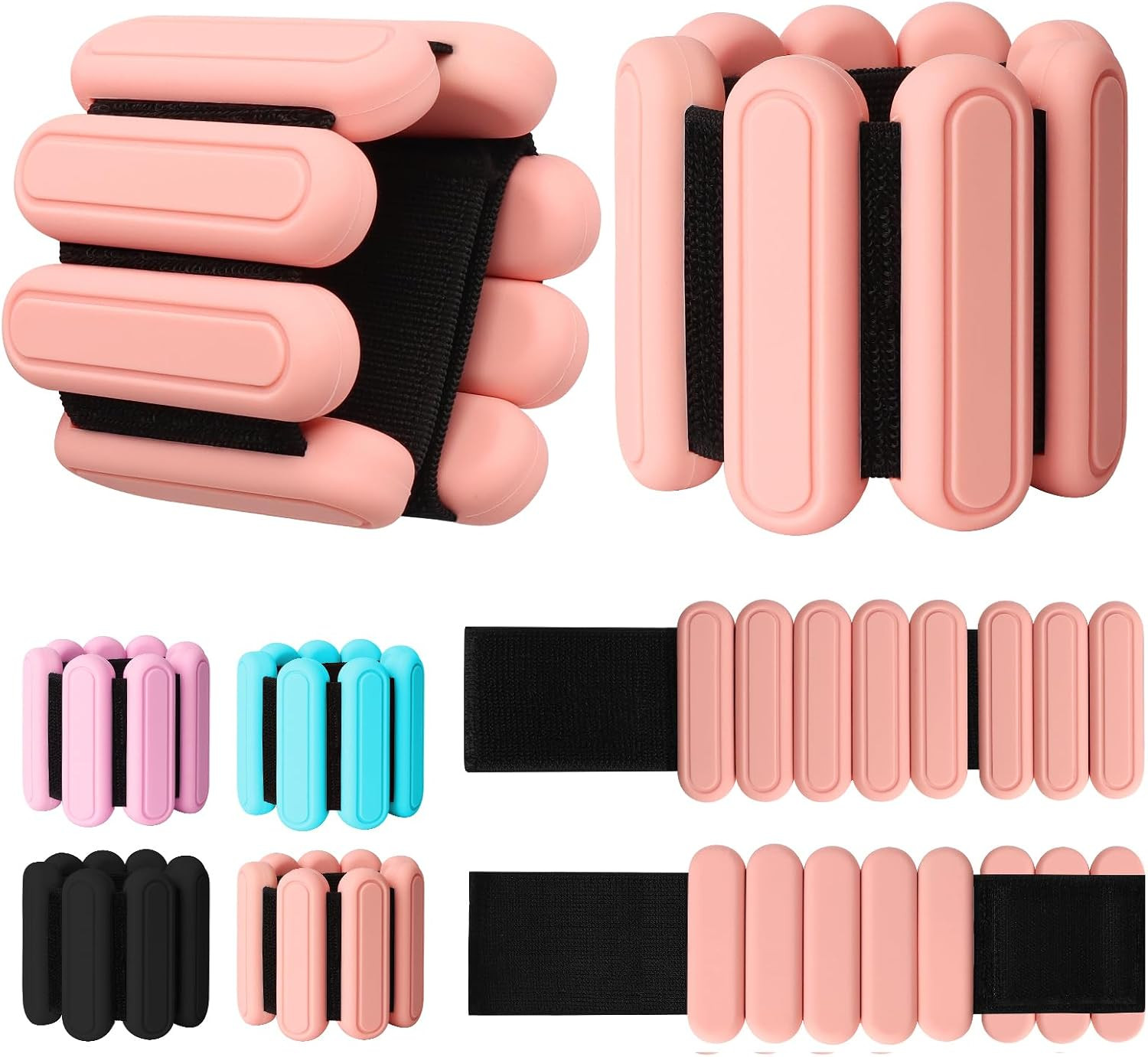 Adjustable Wrist & Ankle Weights Set of 2(1Lbs Each), Premium Silicone Wearable