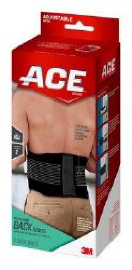 ACE Adjustable Back Brace, White, Adult, Unisex, One Size Fits Most, 207744