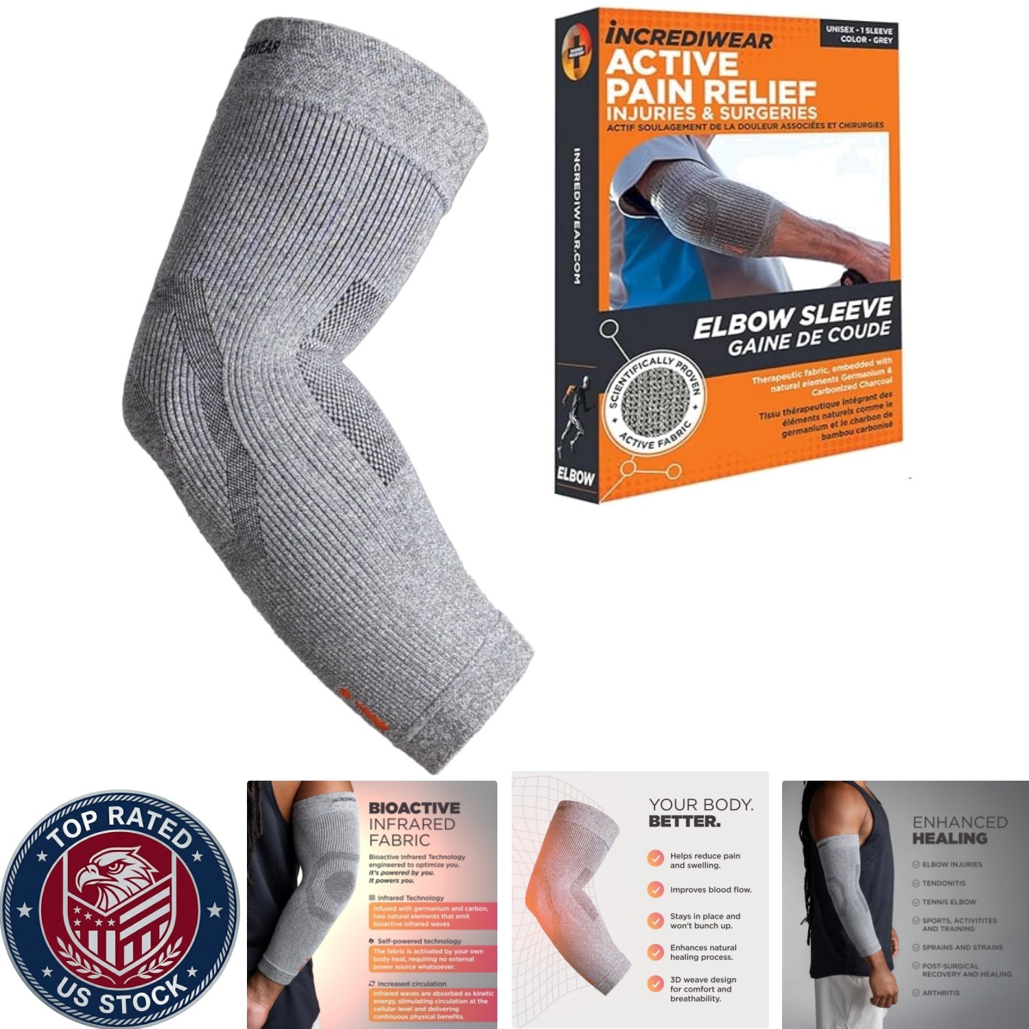 Large Infrared Elbow Sleeve for Tendonitis & Bursitis Relief, Breathable Comfort