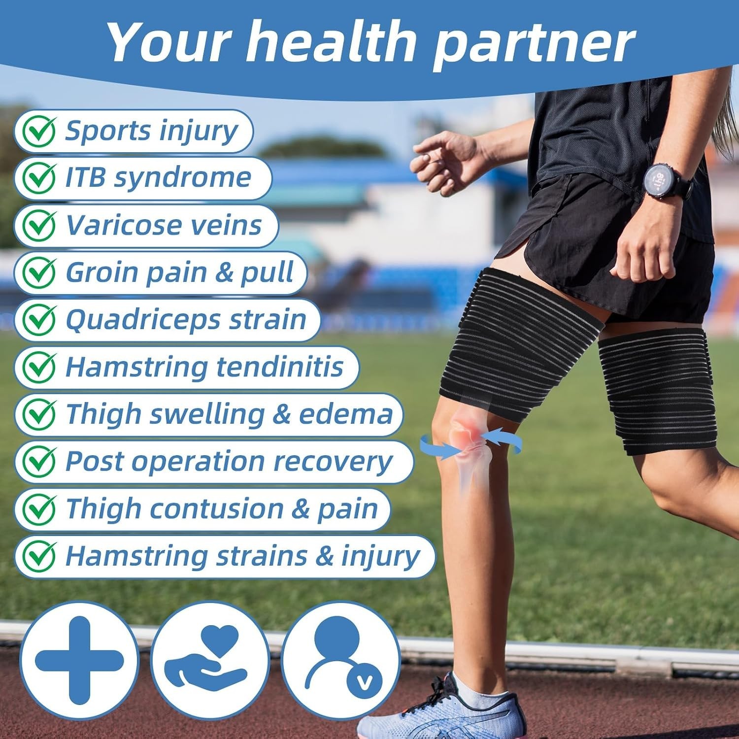 High-Quality Black Knee Wraps – 2 PCS Elastic Compression for Active Lifestyles