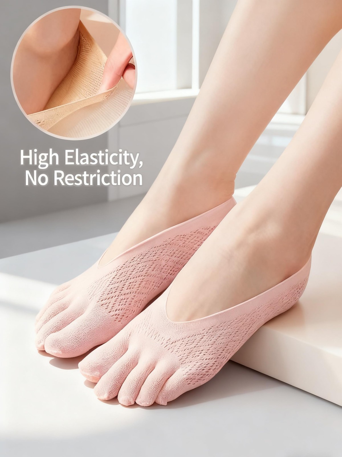 Sqruchel Orthopedic Toe Compression Socks 5 Pairs No Show Toe Socks for Wome…