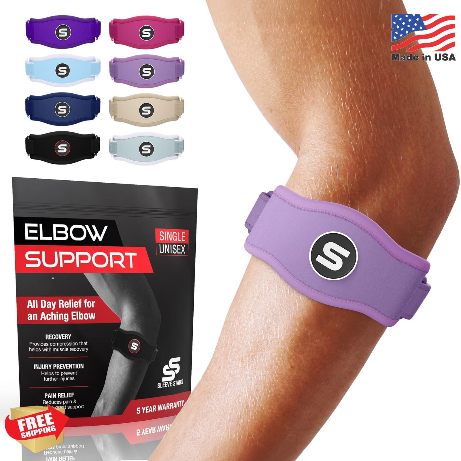 Sleeve Stars Tennis Elbow Brace for Men & Women, Elbow Brace for Tendonitis, Ten