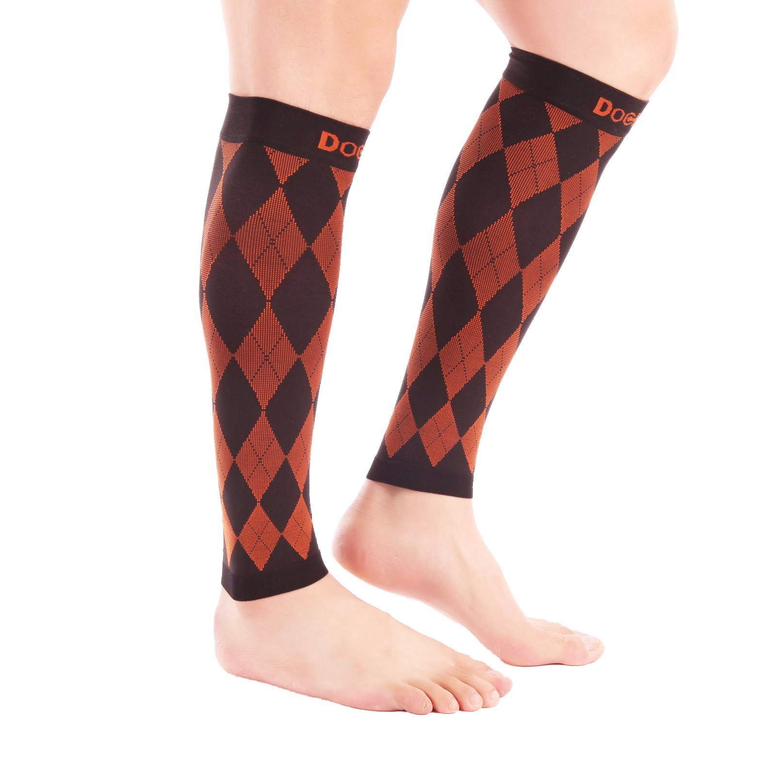 Doc Miller Calf Compression Sleeve Recover Varicose Veins 20-30mmHg BLACK/ORANGE