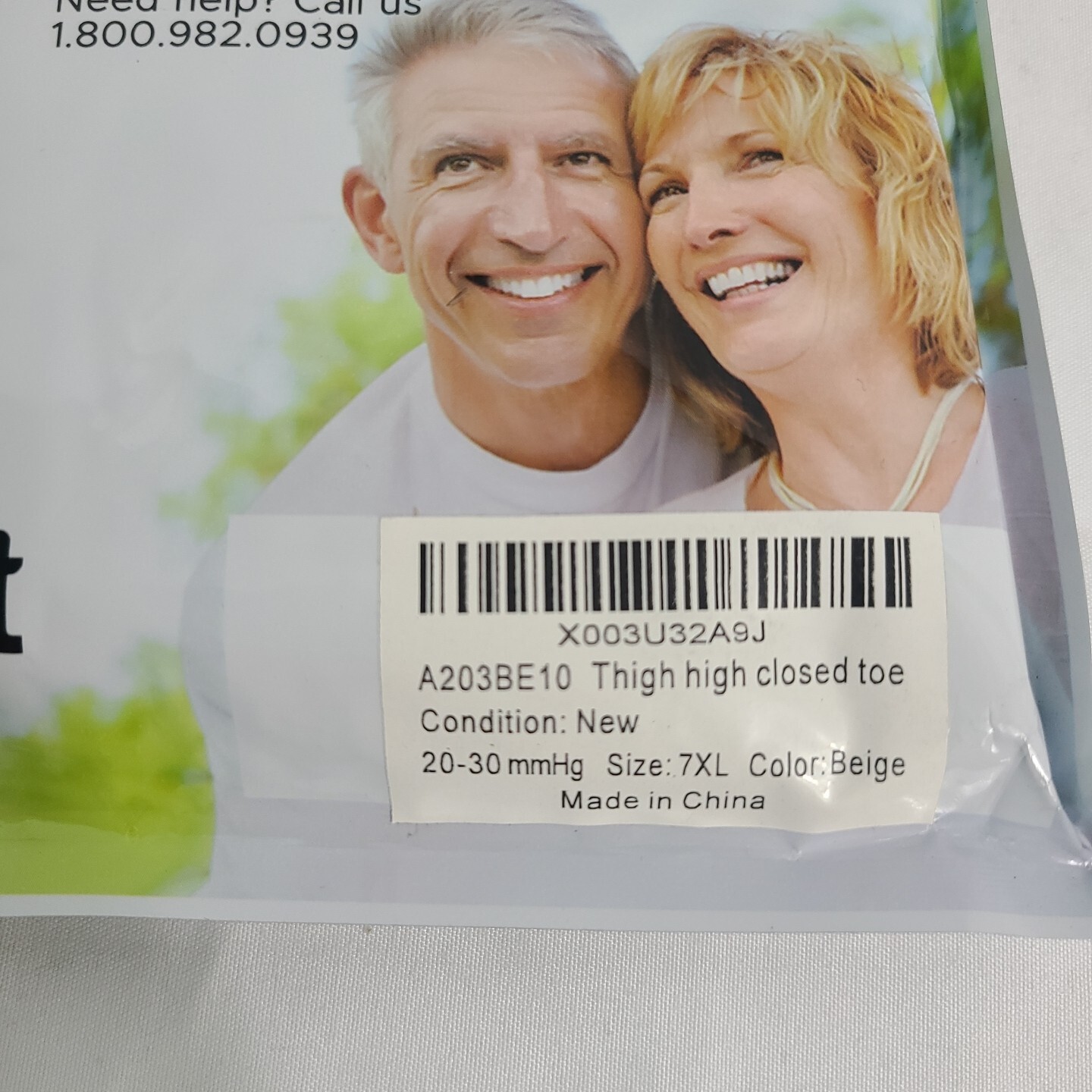 NEW Absolute Support Compression Thigh Hi Stockings 20-30mmHg Size 7XL Beige $53