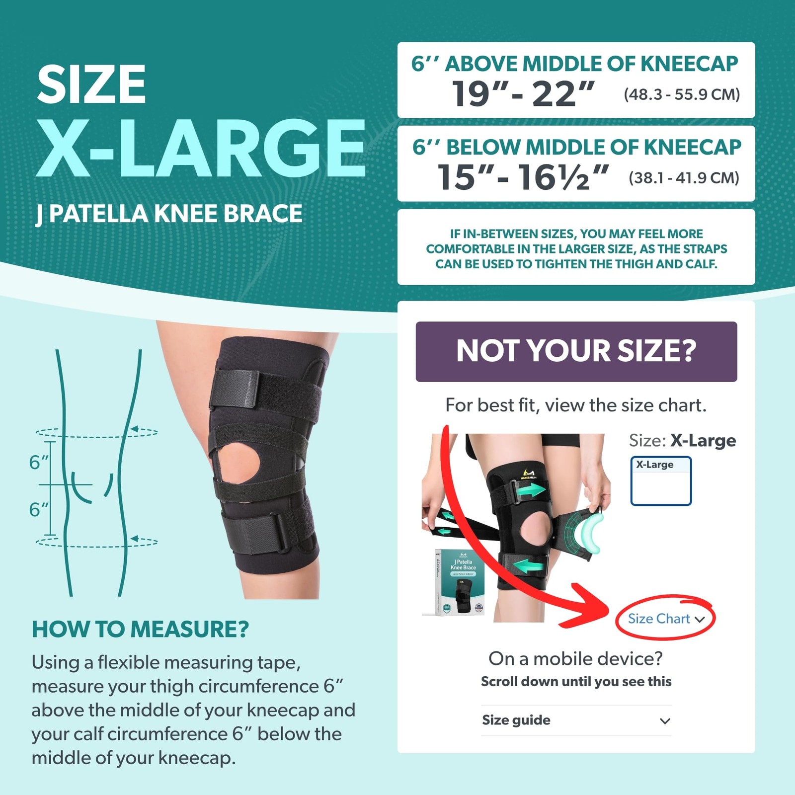Lateral J Patella Knee Support Brace without Hinge: Drytex, Left Leg
