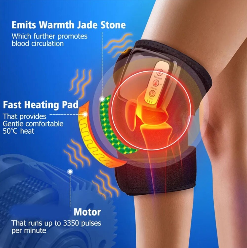 Electric Heating Knee Massager Pad Support Brace Leg Arthritis Therapy Massager