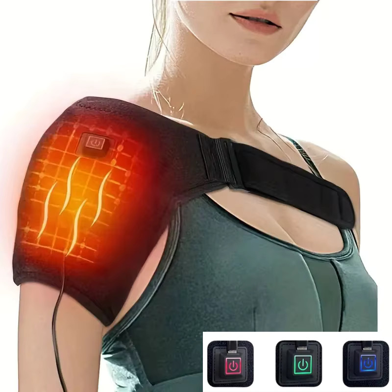 USB Electric Shoulder Brace Amr Pad 3 Gear Heated Massage Shoulder Support Ma…