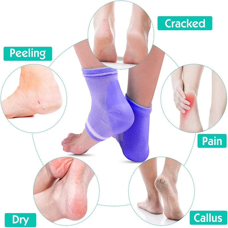 1 Pair Colorful Silicone Moisturizing Gel Heel Socks Feet Skin Care Cracked Dry