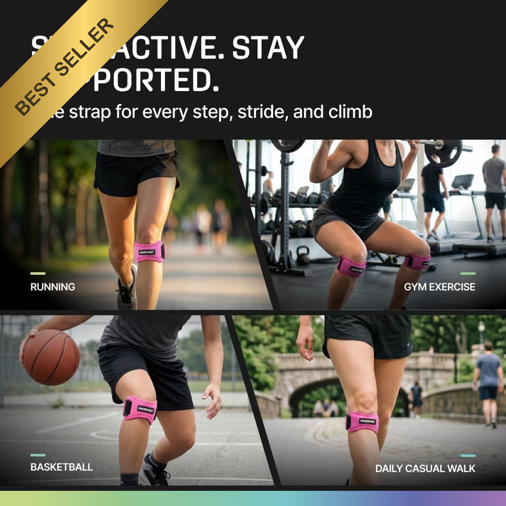 Modvel 2 Pack Patella Tendon Support Strap Knee Brace Band for Pain Relief Worko