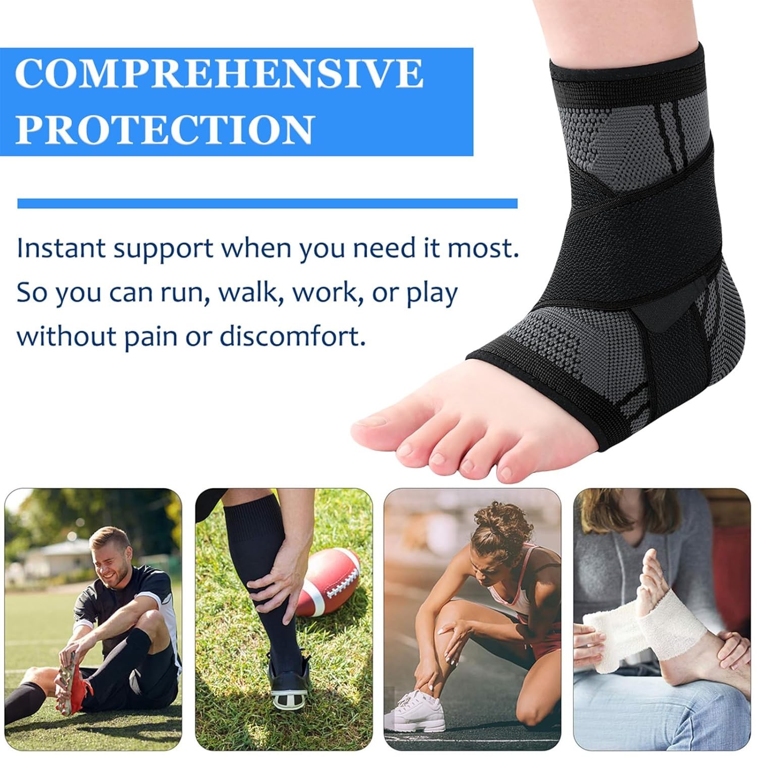 Ankle Support Brace Compression Sleeve Plantar Fasciitis Pain Relief Foot Wrap