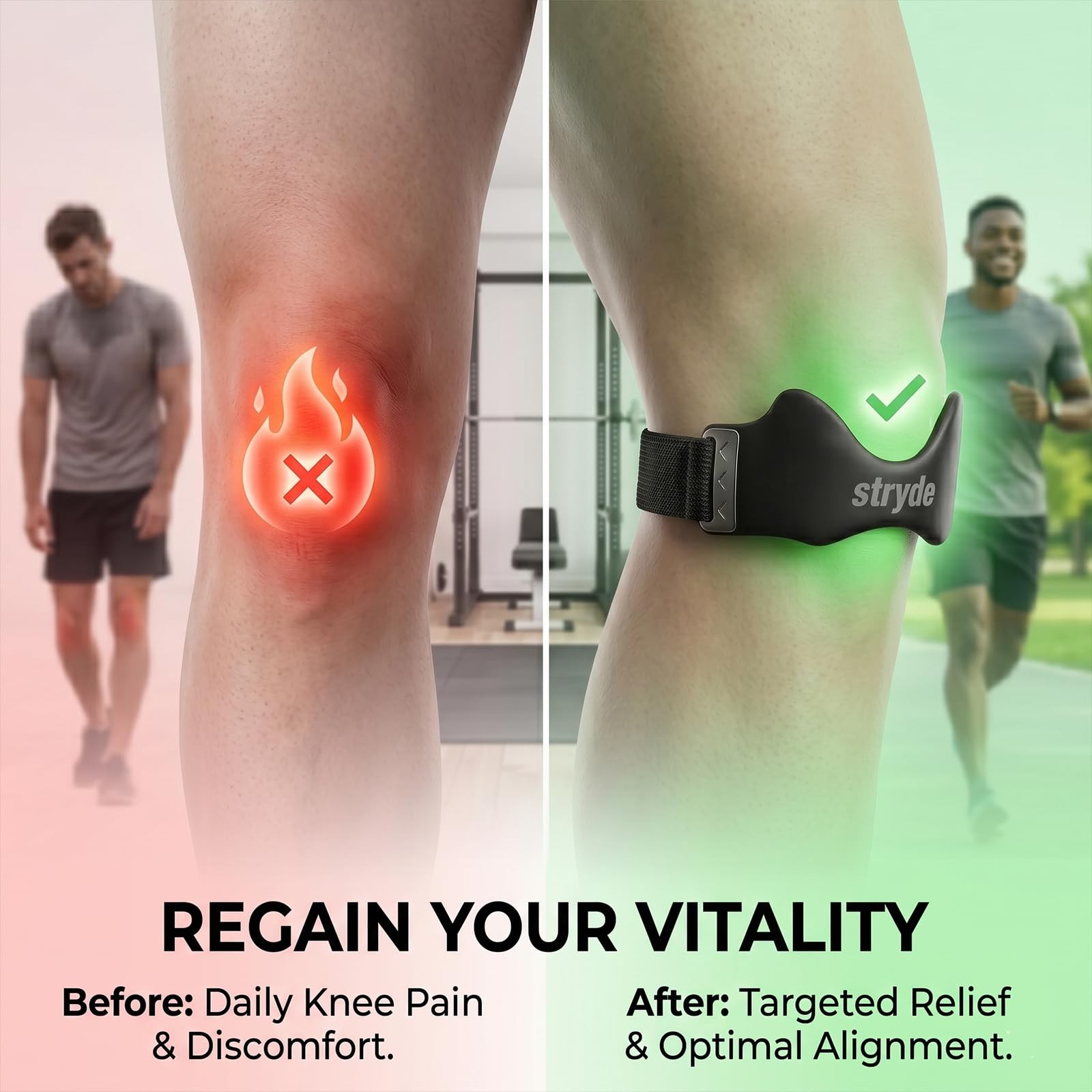 Stryde Precision Knee Strap – Premium Stryde Knee Strap with Silicone Lock-Po…