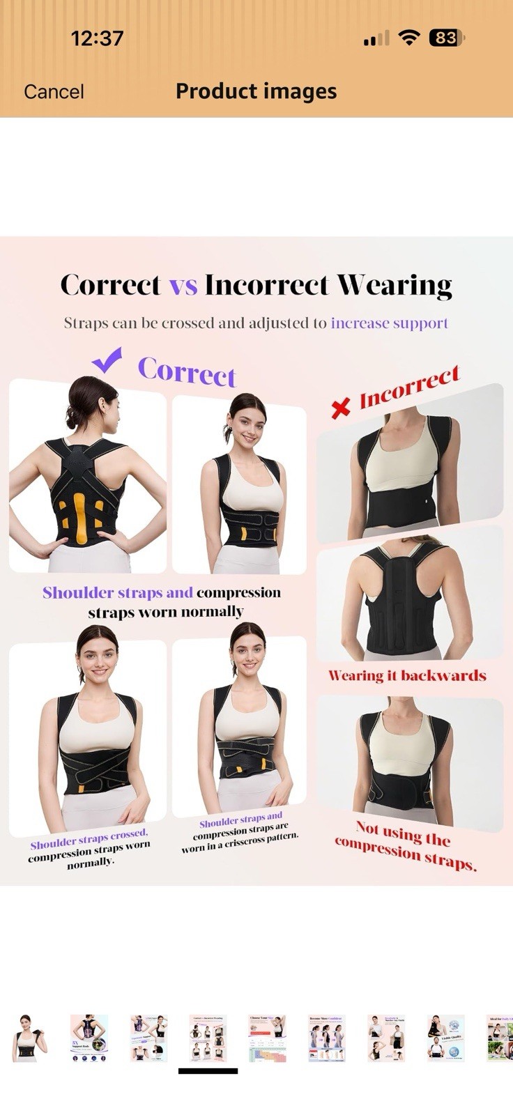 Kepwaq Posture Corrector Back Support Brace Adjustable Y32 Black/Yellow