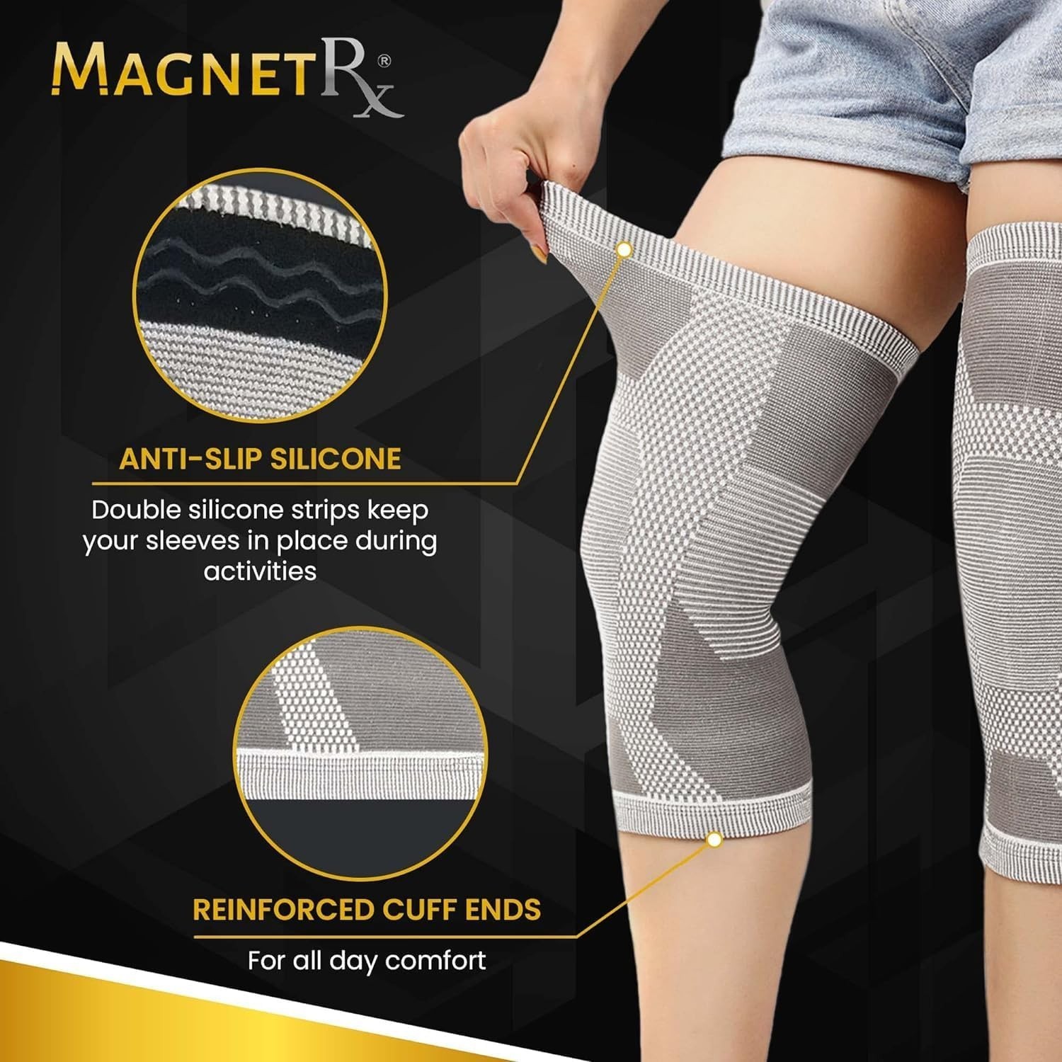MagnetRX Magnetic Knee Socks Compression Sleeves ( Pair ) X-Large Joint Support