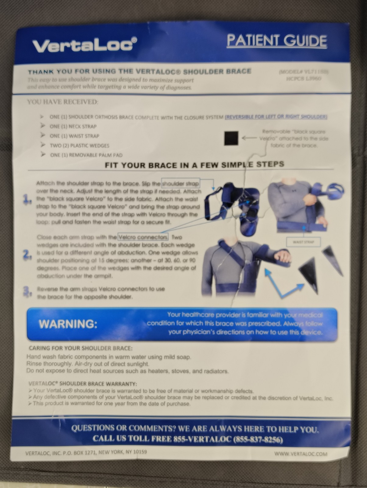 VERTALOC® Shoulder Brace – VL711SB – HCPCS L3960 RIght or Left