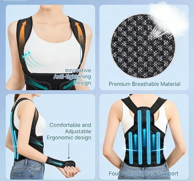 Back Brace Posture Corrector for Women and Men black out
