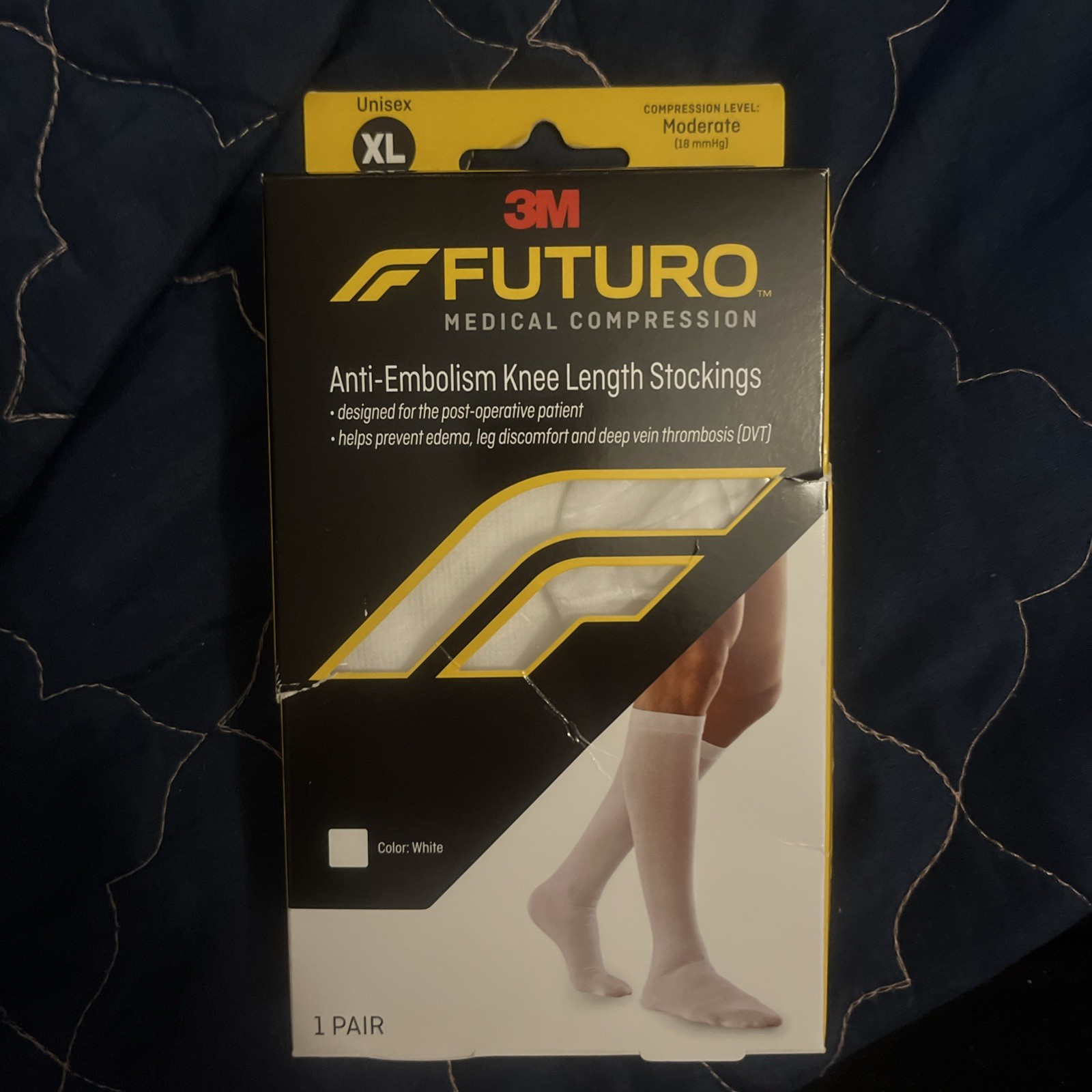 Futuro Anti-Embolism Knee Length Stockings Closed Toe White Xtra Large