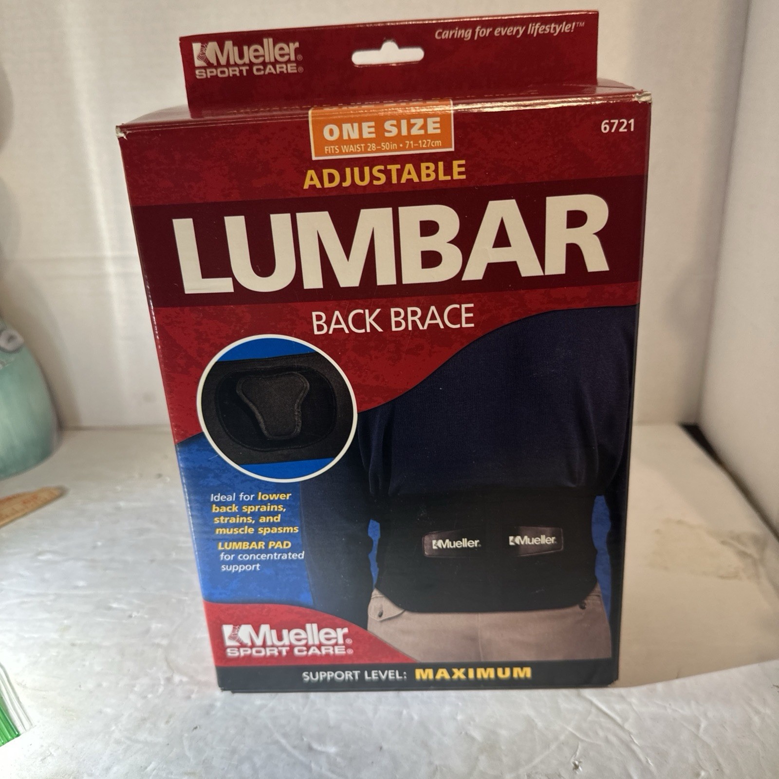 Mueller Sport Care Black MAXIMUM SUPPORT ADJUSTABLE Lumbar Brace Model 6721