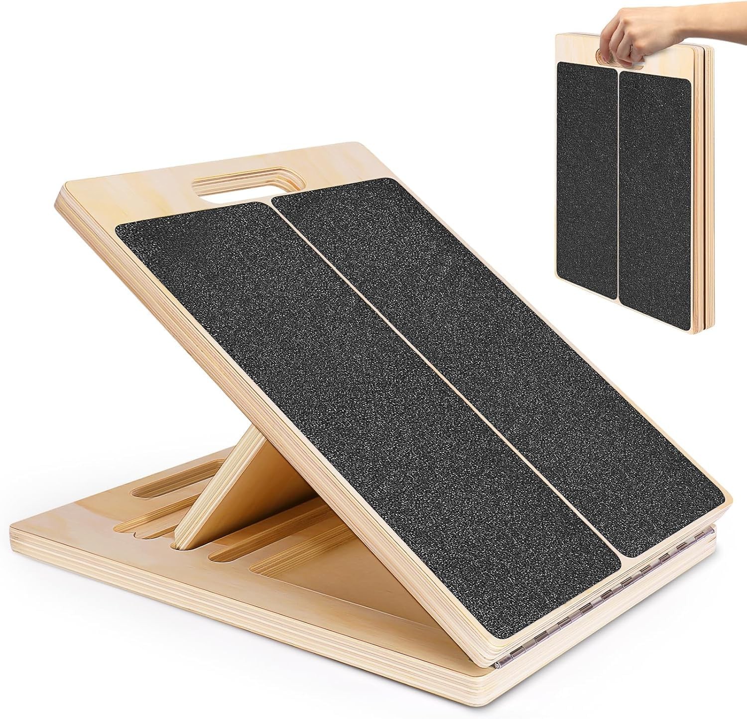 Portable Wooden Slant Board for Calf 15.74 x 11.81 x 1.37 inches, Black