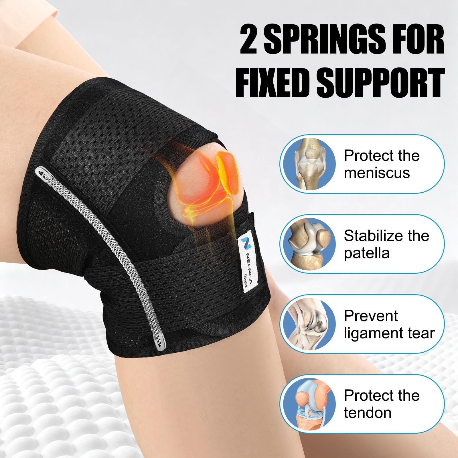 Knee Brace for Knee Pain, Compression Knee Support with Air Mesh Fabric, Adju…