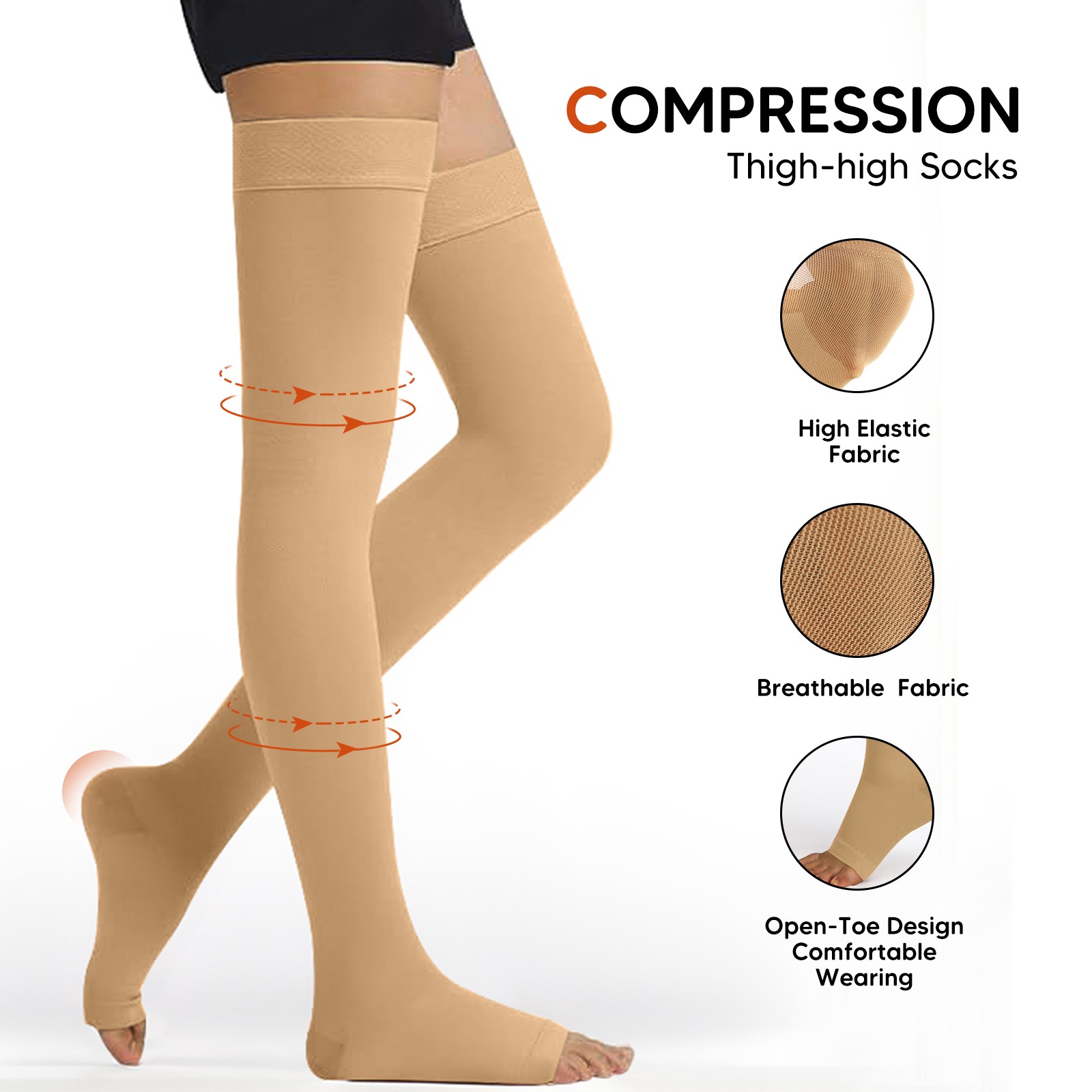  6 Pairs Compression Socks – Knee High Support for Running & Sports S-XXL