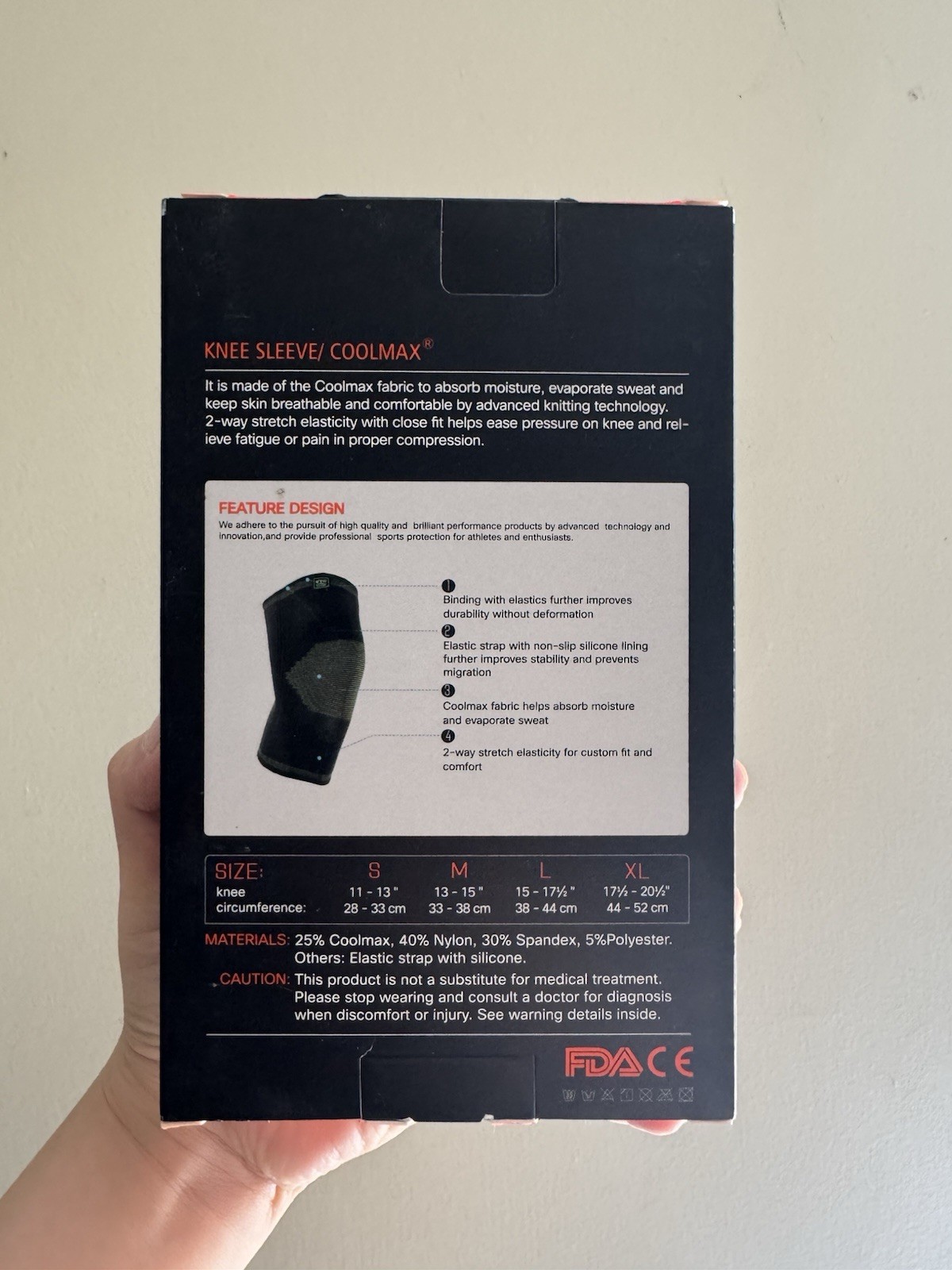 VTG Support coolmax Knee Sleeve Guard Compression Brace Sports Level 1