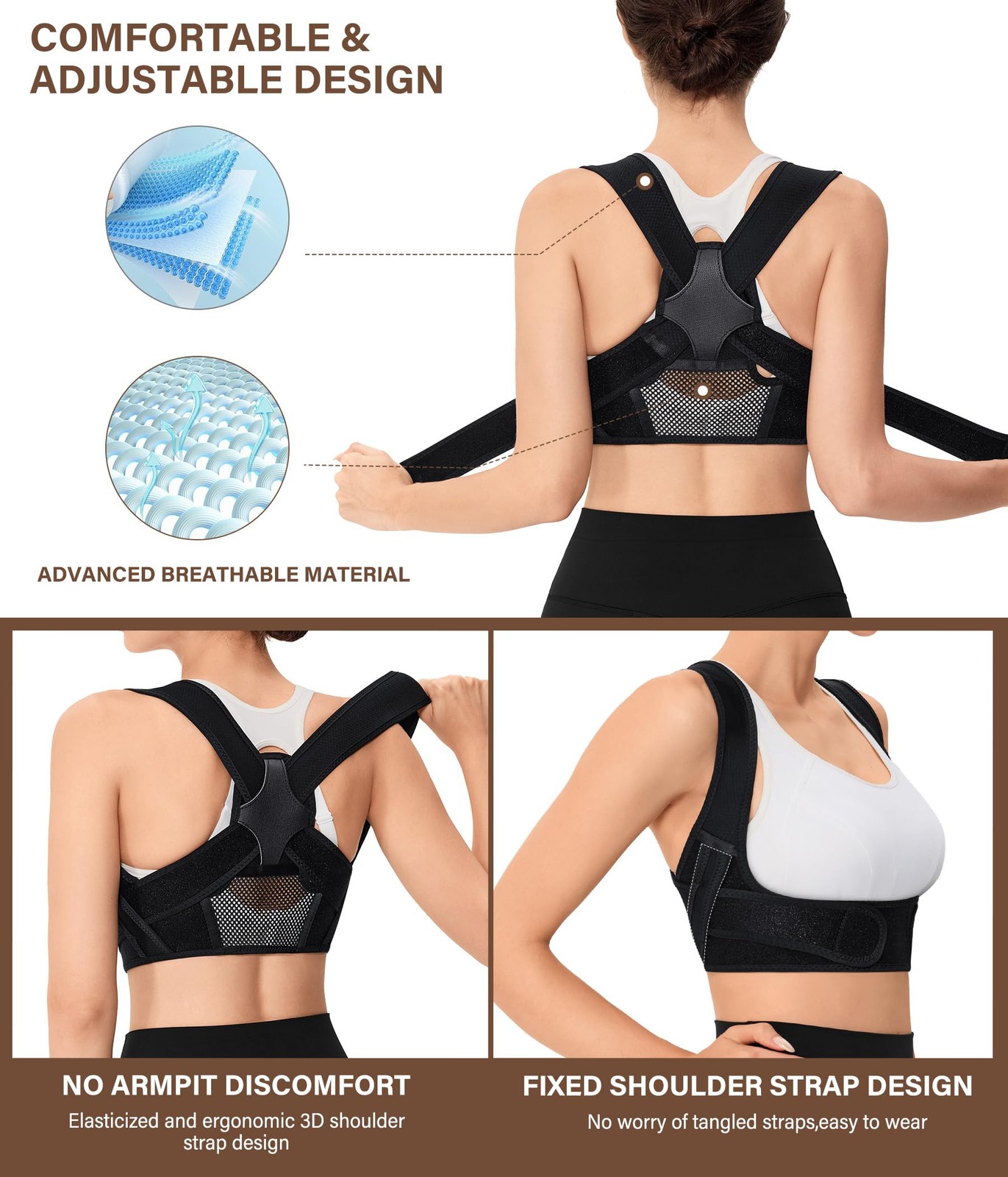 URSEXYLY Posture Corrector for Women Breathable Back Brace For 2XL/3XL, Black