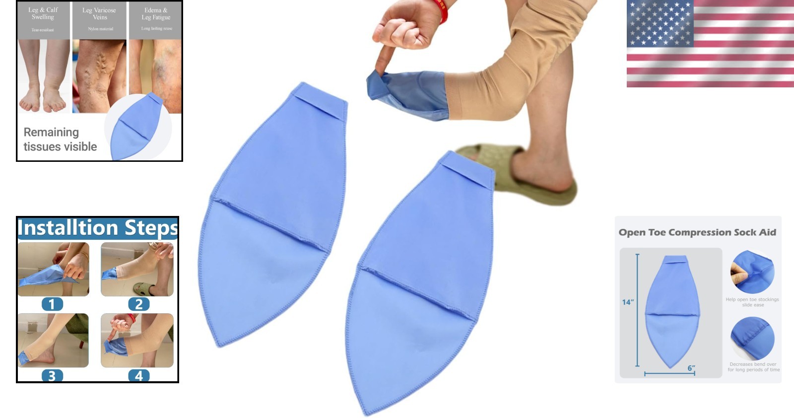 Open Toe Compression Sock Aid – Easy Slip Applicator for Elderly & Disabled