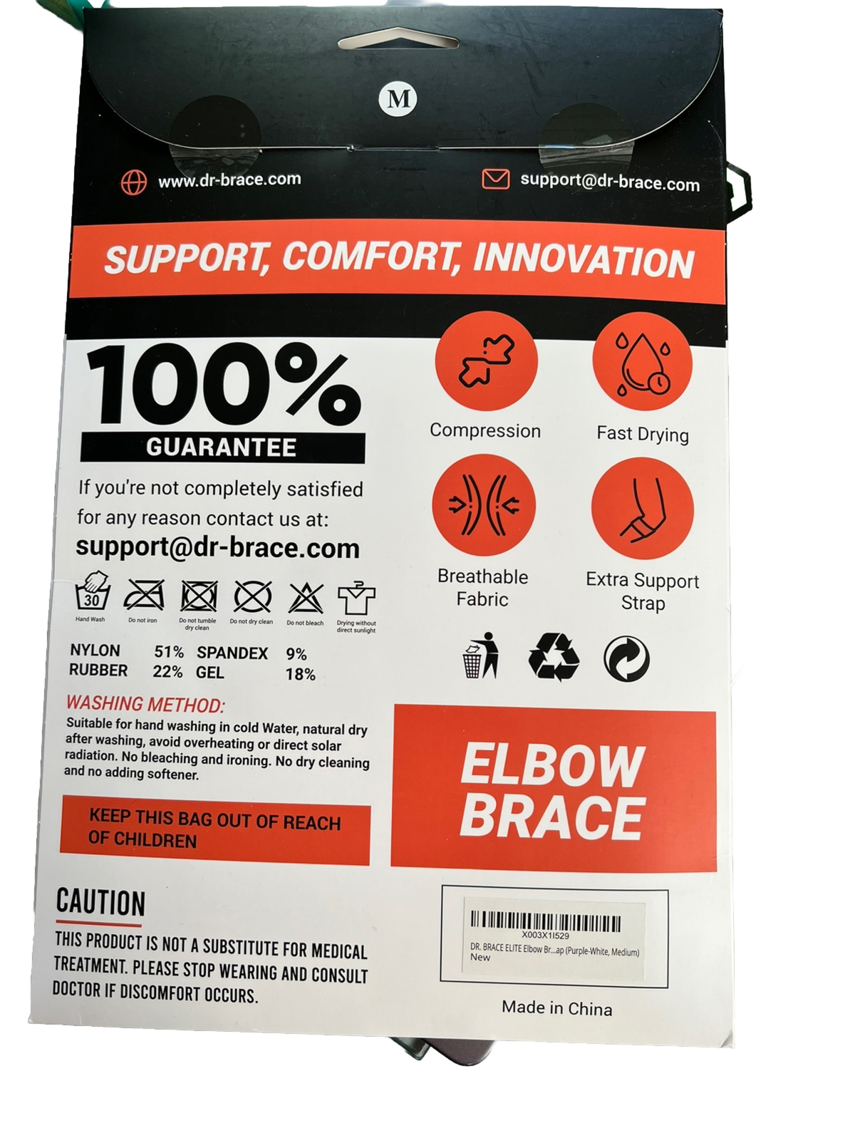 Dr.brace Padded Elbow Brace With Additional Strap Medium
